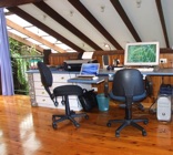 The spacious home office has built in work surfaces, drawers and &hellip;
